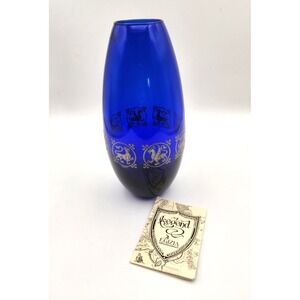 Egizia Italian Royal Cobalt Blue Glass Vase Sterling Griffin Game of Thrones